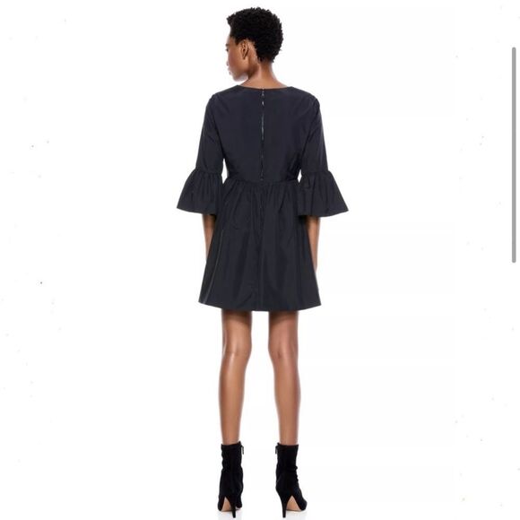 Alice and Olivia Aislyn Flutter Sleeve Black Zipper Back Mock neck Dress 10 NWT - Picture 4 of 12